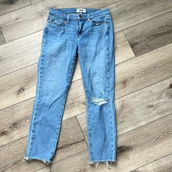 PAIGE Denim - Paige Kylie Crop Distressed Jeans Light Wash